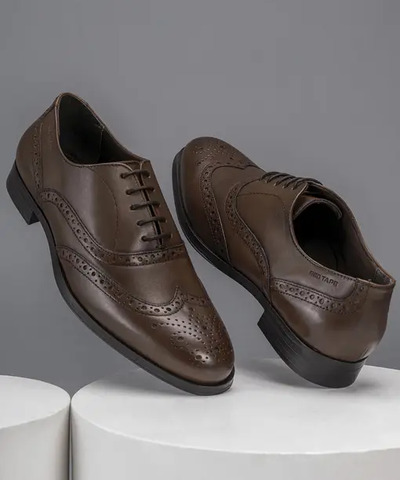 Formal Oxford Shoes for Men |Refined Round-Toe Shaped Real Leather Shoes Oxford For Men  (Brown , 8)